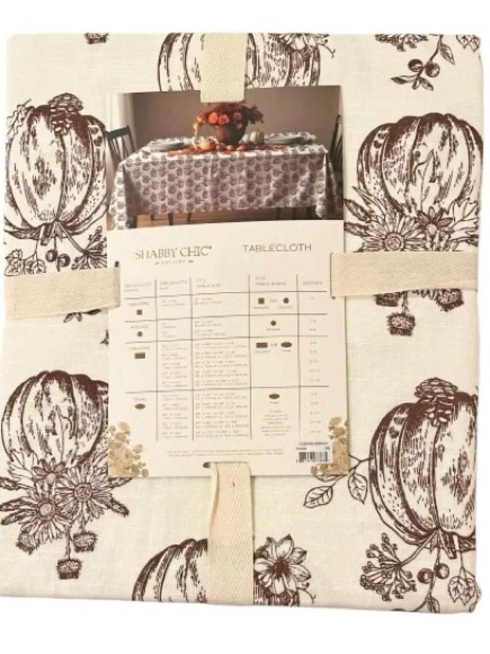🆕- Shabby Chic Fall Harvest Tablecloth Oblong 60x 104